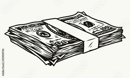 Stack of money in packing tape