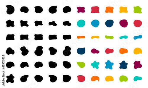 Blob shapes vector set. Organic abstract splodge elemets collection Inkblot simple silhouette. Minimalist isolated forms