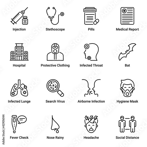 Corona Virus  Outline Icons - Stroked, Vectors