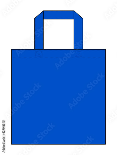 Flat Blank Blue Tote Bag Template Vector On White Background