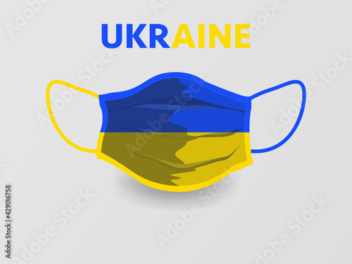 Medical Mask with National Flag of Ukraine. Protective Mask Virus and Flu.