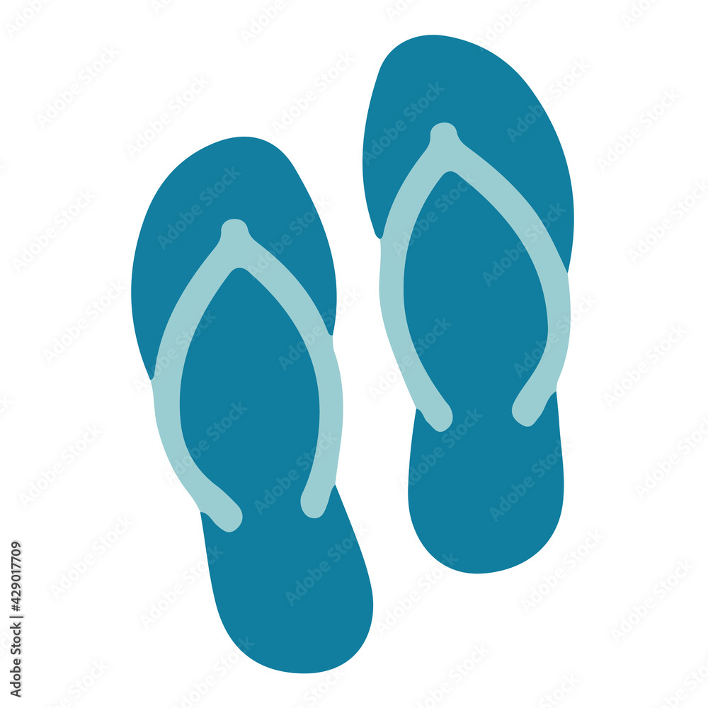 Flip flops Colorful Top view footwear Summer holiday Isolated on White Background Flat Graphic Illustration