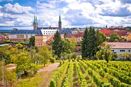 Bamberg. Town of Bamberg view from Michaelsberg vineyards to Bamberger dom square photo