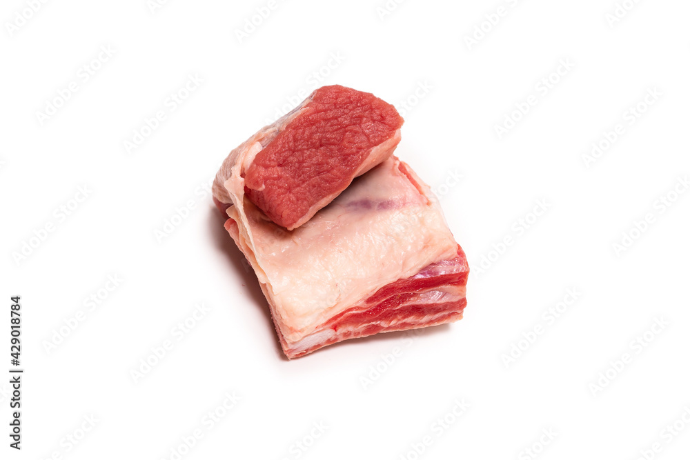 Raw beef ribs isolated on white background. Raw beef ribs isolated on white background.