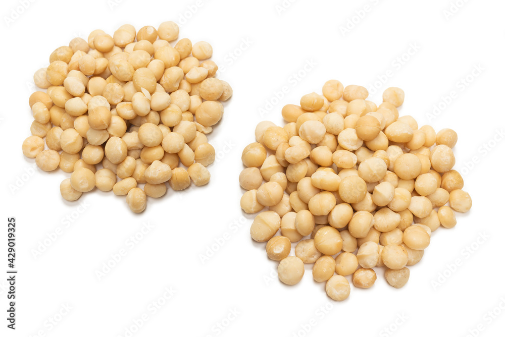Macadamia nuts isolated on white background. Macadamia nuts isolated on white background.