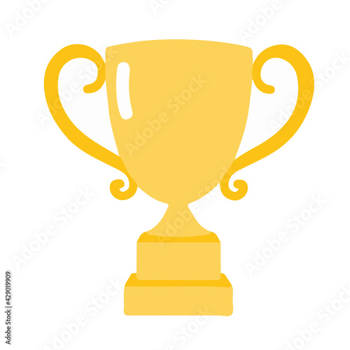 Golden Trophy Cup in championship Winner award on White Background Flat Graphic Illustration simple symbol closeup © adnan