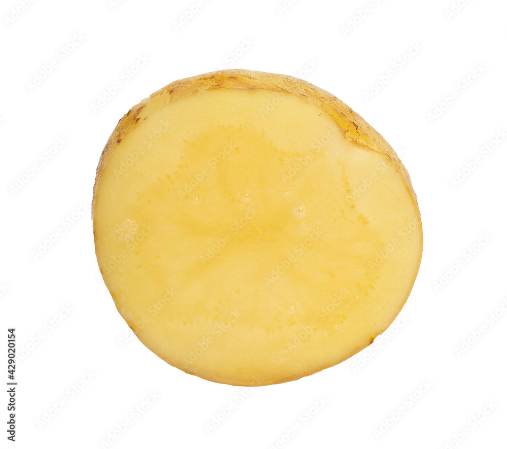 Sliced raw potatoes isolated on white background Sliced raw potatoes isolated on white background