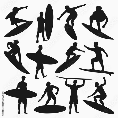 Surfer Silhouette Vector Collection