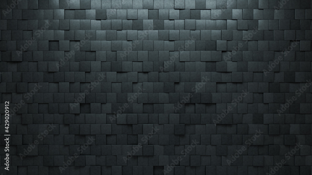 Square Tiles arranged to create a Concrete wall. Futuristic, 3D Background formed from Semigloss blocks. 3D Render Square Tiles arranged to create a Concrete wall. Futuristic, 3D Background formed from Semigloss blocks. 3D Render