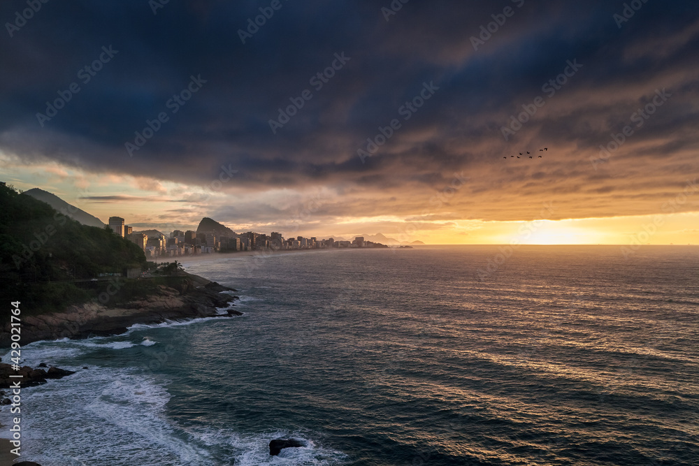 Rio de Janeiro, Brazil, cityscape at sunset