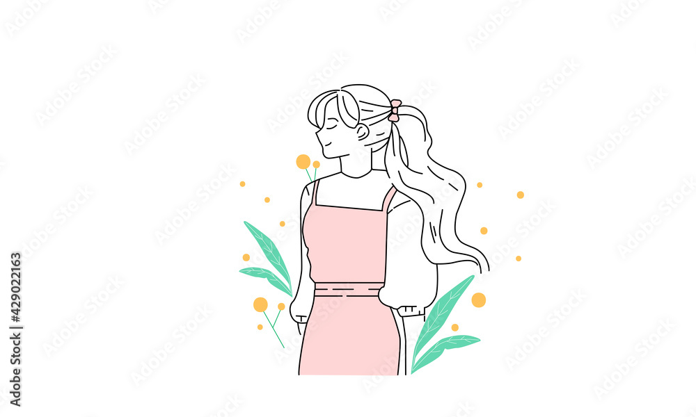 Girl Profile. Girl, girl, woman in cartoon style. Girl or woman in a pink dress or sundress. Style line..jpg Girl Profile. Girl, girl, woman in cartoon style. Girl or woman in a pink dress or sundress. Style line..jpg