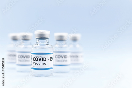 Vaccines for treating COVID-19 with copy space, corona virus, preventive use, immunization and treatment, medical concept, isolated on white background.