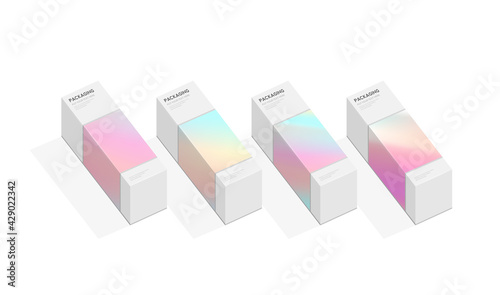 Set of box or packaging design illustration template for presents or special days like easter, christmas,  holidays, etc. with pastel pattern gradient backgrounds