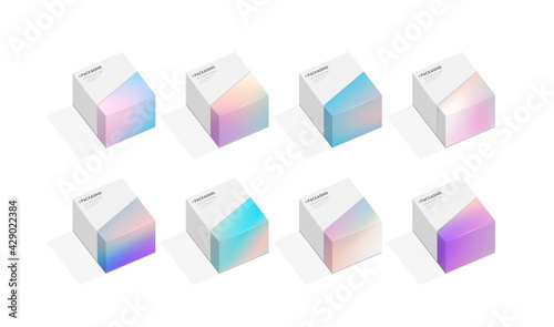 Free Download Set of box or packaging design illustration template for presents or special days like easter, christmas,  holidays, etc. with pastel pattern gradient backgrounds - GFXLoad