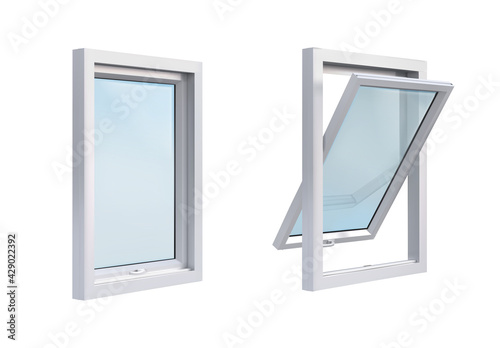 white windows in side view on white background vector illustration