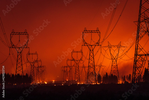 Forest Fire Under Transmission Lines