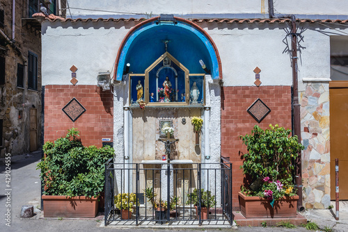 Small catholic shrine in Palermo, capital city of Sicily Island, Italy