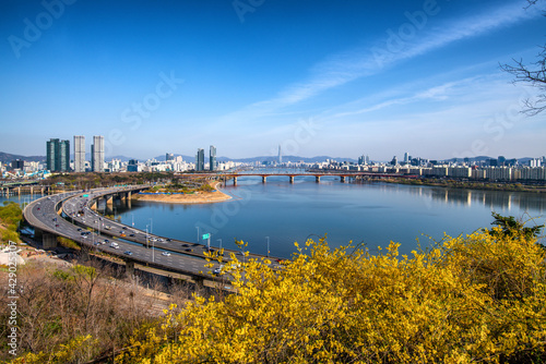 view of the river in the city Seoul South Korea 