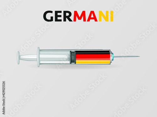 Medical disposable syringe icon with Germany Flag. Applicable for covid 19, coronavirus vaccine injection, vaccination illustration. plastic syringe. Vector illustration