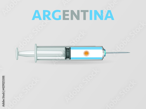 Medical disposable syringe icon with Argentina Flag. Applicable for covid 19, coronavirus vaccine injection, vaccination illustration. plastic syringe. Vector illustration