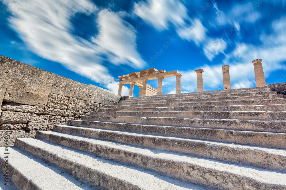 Acropolis of Lindos, island of Rhodes, Dodecanese, Greece