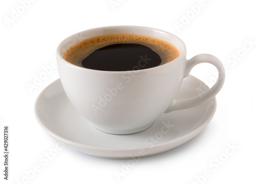 Black coffee in a coffee cup isolated on a white background,clipping path.