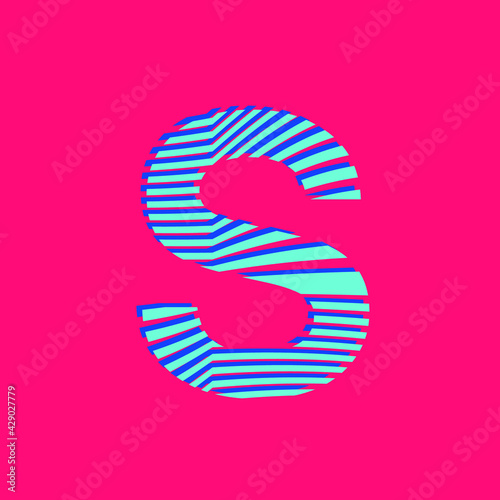 Letter S textured in curved lines, sports style, editable vector