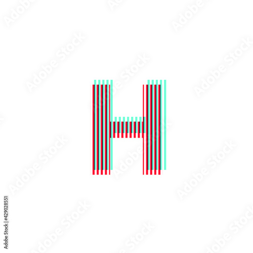 letter "H", anaglyph effect, editable vector