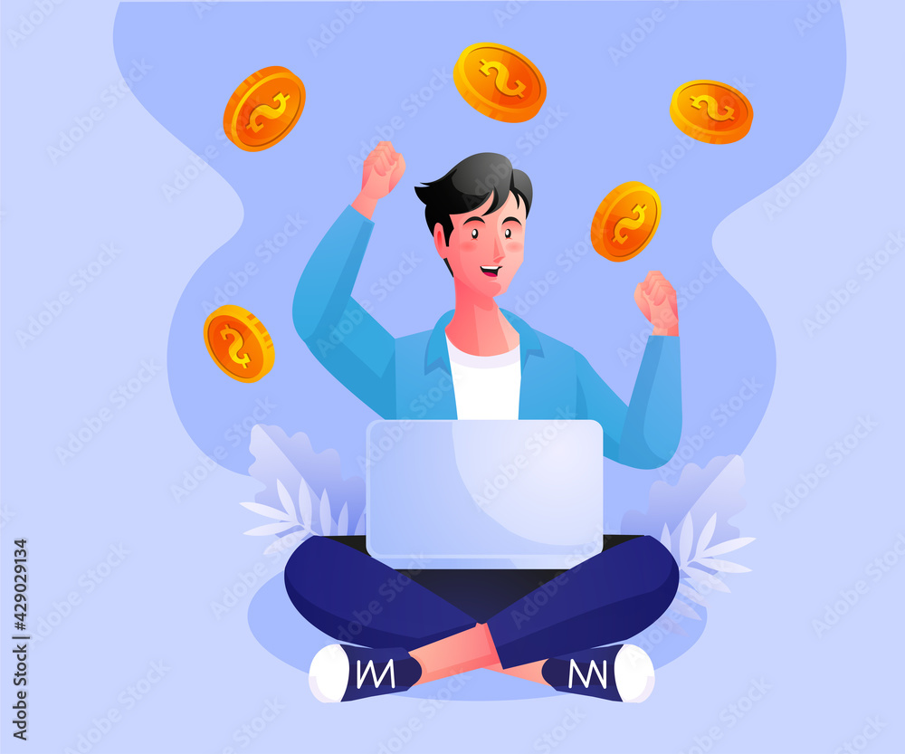 Freelancer relax working and make a lot of money
