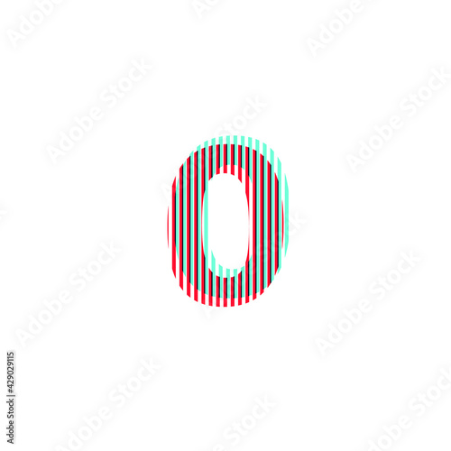 number 0 "zero", anaglyph effect, editable vector