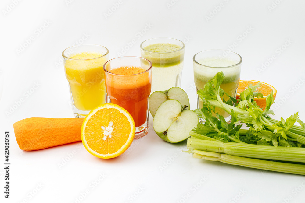Fototapeta premium set of fruits for fresh juice on a white background