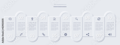 Vector elegant simple refined style infographic design UI template 9 number labels and icons
