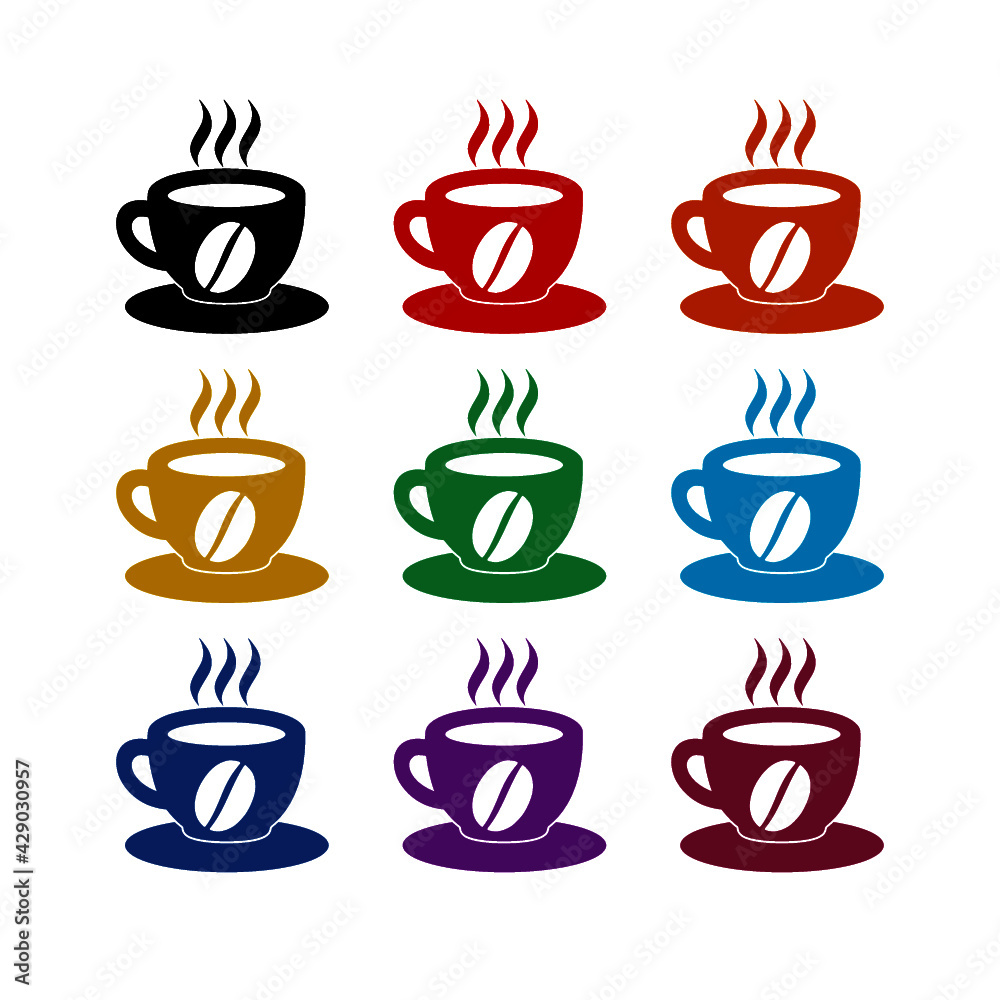 Coffee cup icon isolated on white background color set Coffee cup icon isolated on white background color set