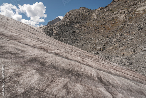 glacier mountains ice valley clouds summer