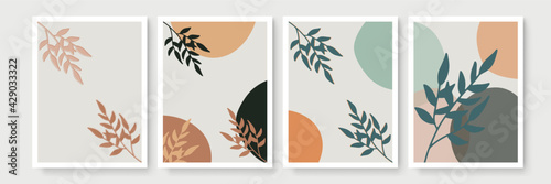 Set of abstract boho floral artistic templates. Good for poster, wall decor, home decor, card, invitation, flyer, cover, banner, placard, brochure and other graphic design.