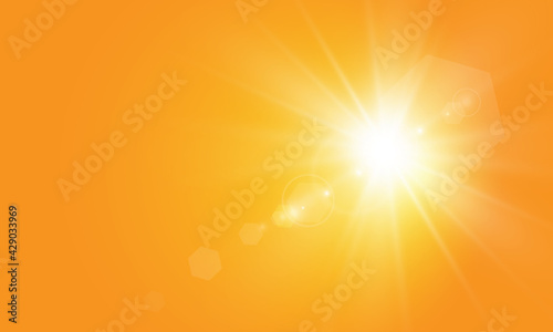 Warm sun on a yellow background. Leto.bliki solar rays.  range yellow background.