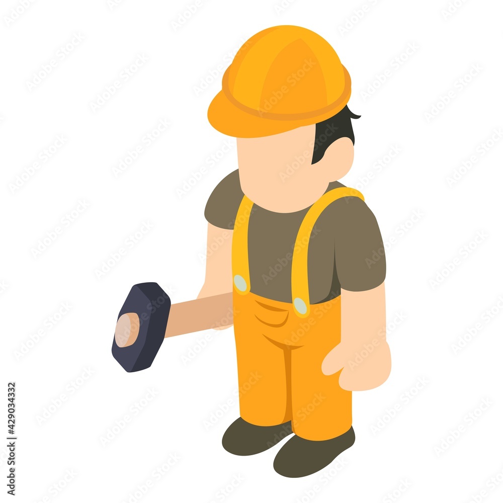 Builder icon. Isometric illustration of builder vector icon for web