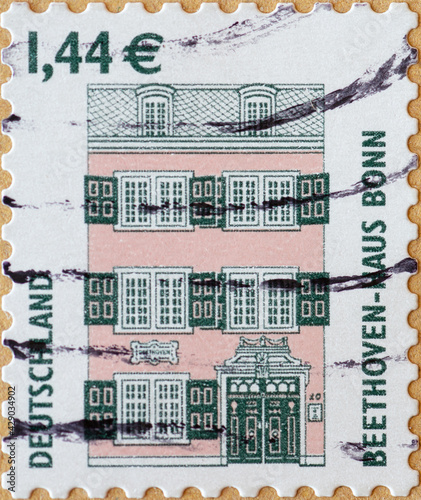 GERMANY - CIRCA 2003 : a postage stamp from Germany, showing sights in Germany. Beethoven House Bonn