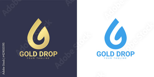 The letter g logo has a water drop concept