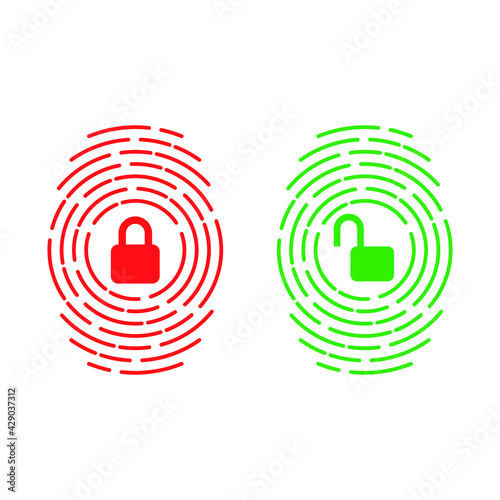 affirmative and denied access fingerprint symbol for internet