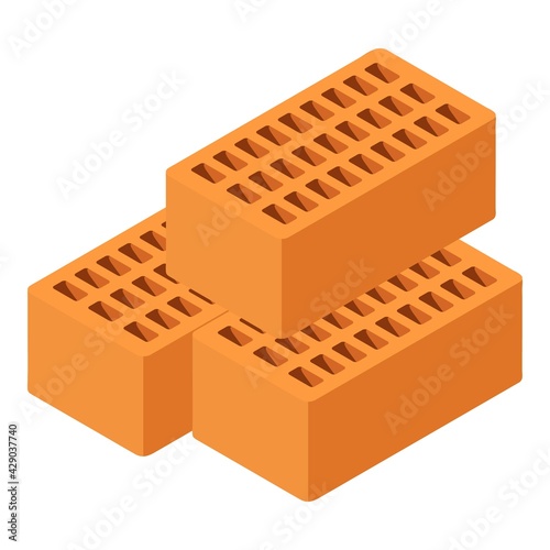 Red brick icon. Isometric illustration of red brick vector icon for web