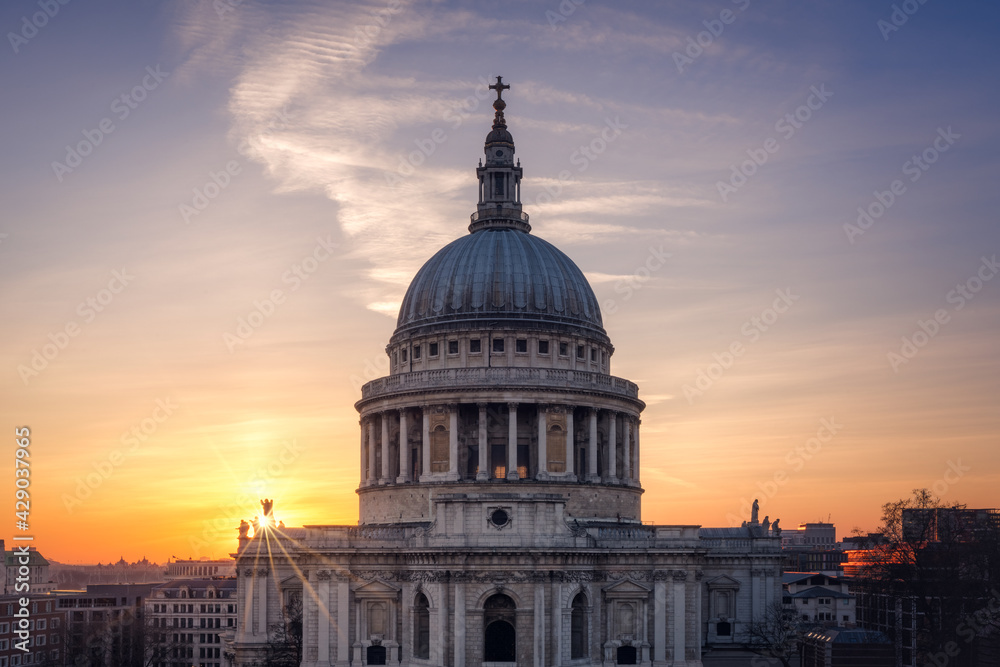 St Paul's Cathedral at sunset, London, United Kingdom