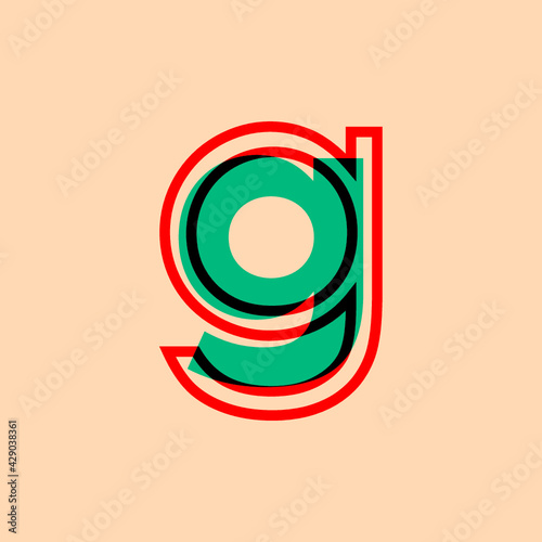 letter symbol g with blue and red colors retro style for advertising