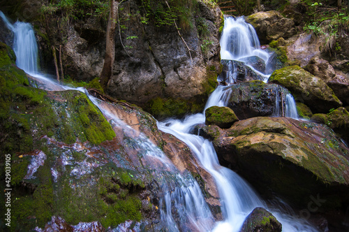 Series of beautiful views on Myra Falls waterfalls with mossy stones in Lower Austria  Myraf  lle Wasserf  lle  Nieder  sterreich   Austria.