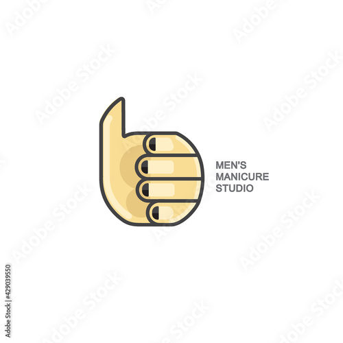 Men's manicure logo. Hand with thumbs up logo. Fist vector