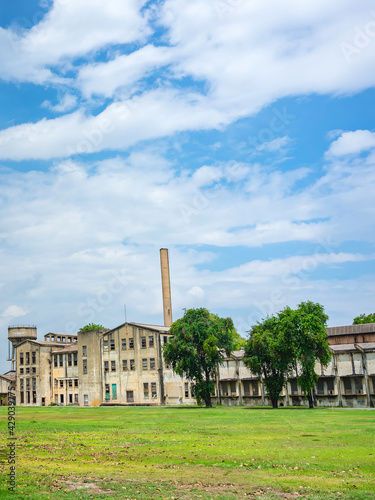 The old paper mill used to produce paper and banknotes during World War II, transformed into a new public attraction in Kanchanaburi, Thailand. (Cultural Economics with Tourism). Historical buildings.