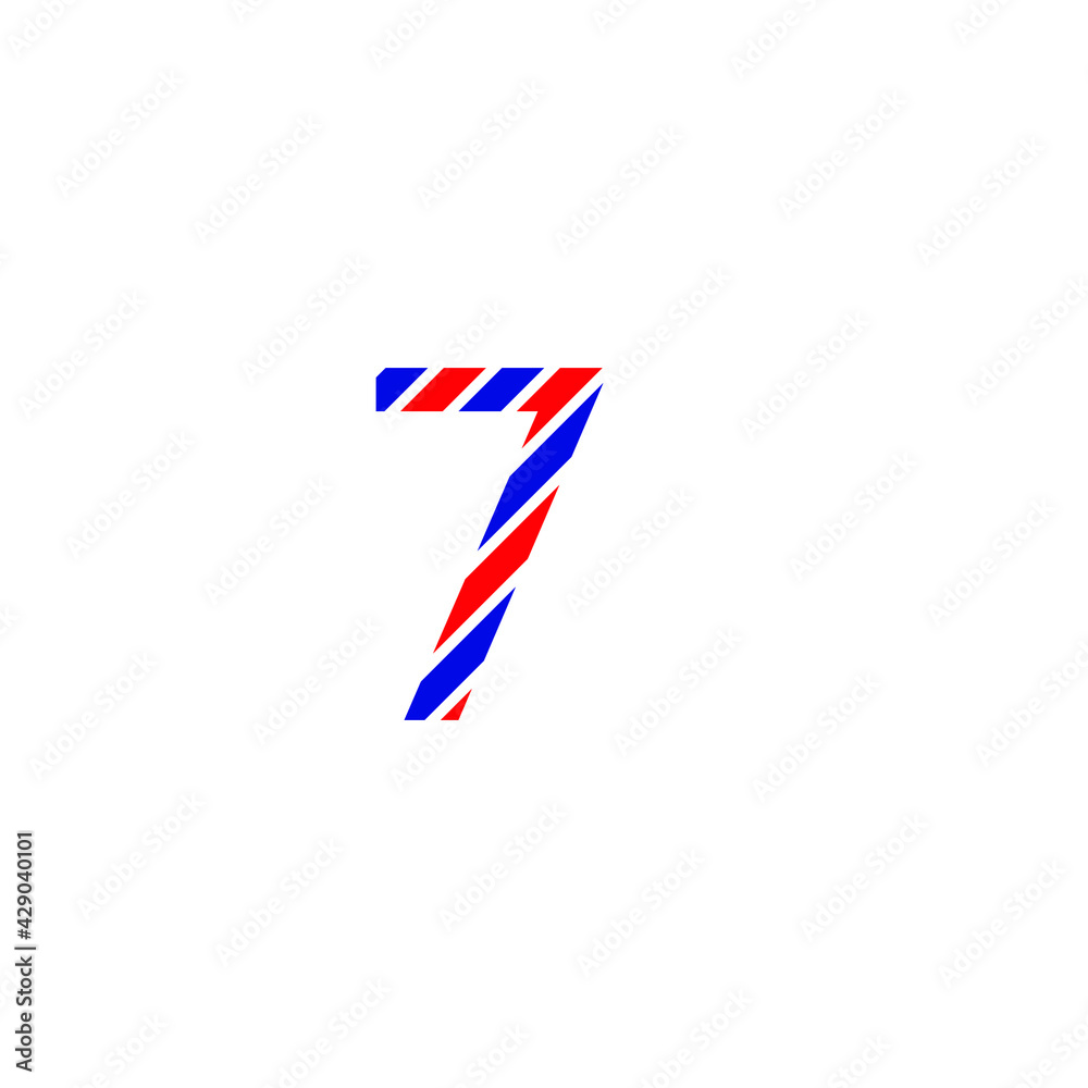 Obraz premium text number 7 seven for design color red and blue flag of France. Creative typography. greeting card, editable vector. Tourism and travel.