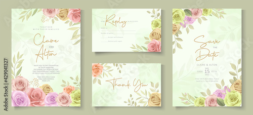 Set of wedding card design with beautiful roses