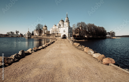 Nilo-Stolobenskaya Pustyn is situated on Stolobny Island in Lake Seliger. Tver region, Russia. High quality photo photo