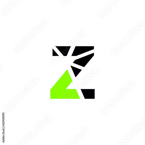 letter sign Z green market expansion symbol
